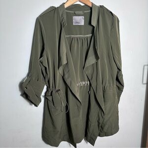 Vero Moda Olive Open Front Jacket with Drawcord Waist